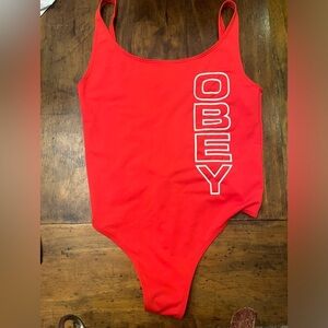 OBEY retro one piece swim suit L
